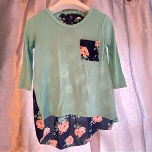 Rue21 Mint Green Navy Floral Layered Top Women’s M